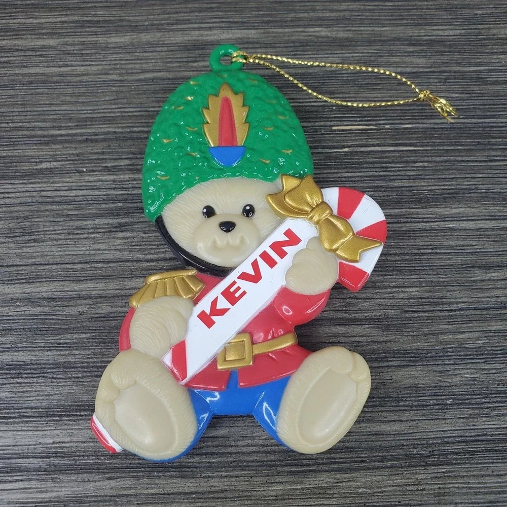 Stravina Personalized KEVIN Teddy Bear Toy Soldier Christmas Tree Ornament Candy